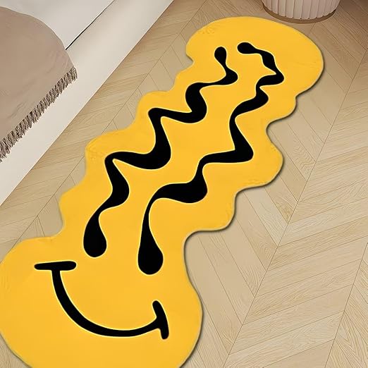 COOL YELLOW SMILEY FACE ABSTRACT RUG