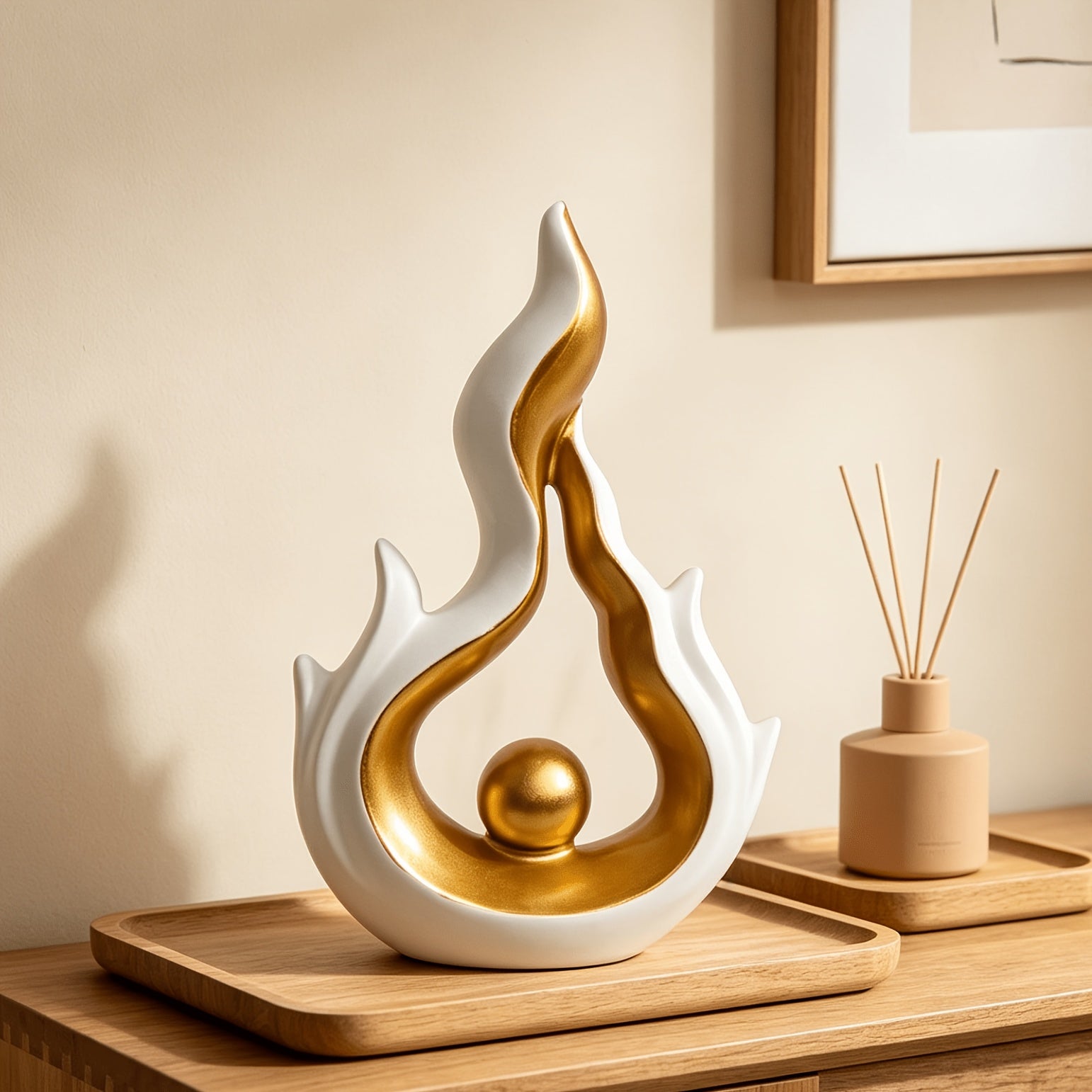 Tnessential Abstract Flame Sculpture 3D Decor