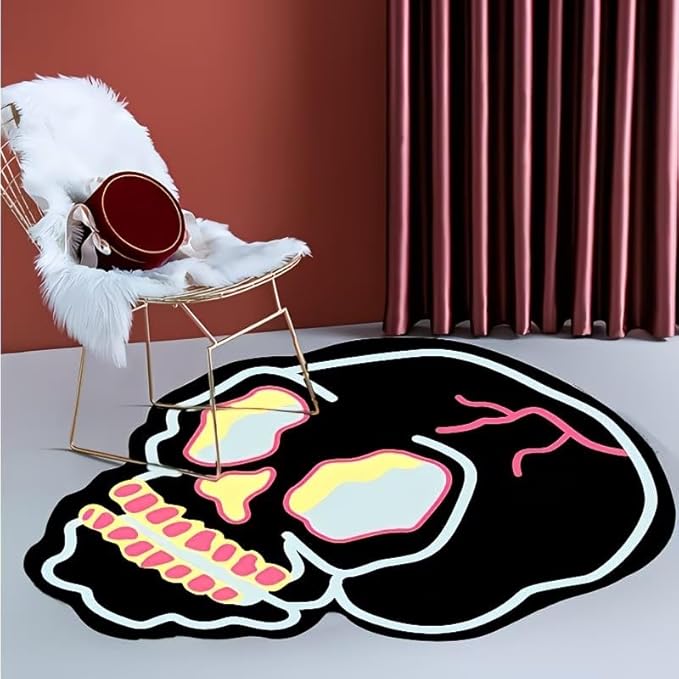 TRIPPY NEON SKULL RUG