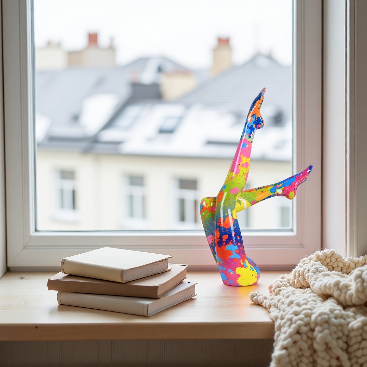 Tnessential Vibrant Splash Paint Resin Leg Statue 3D Decor