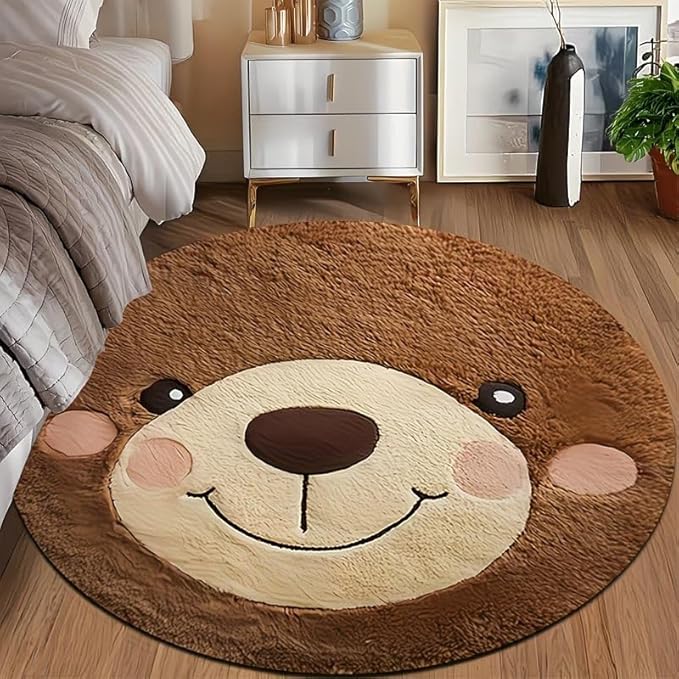 CUTE BROWN BEAR ROUND RUG