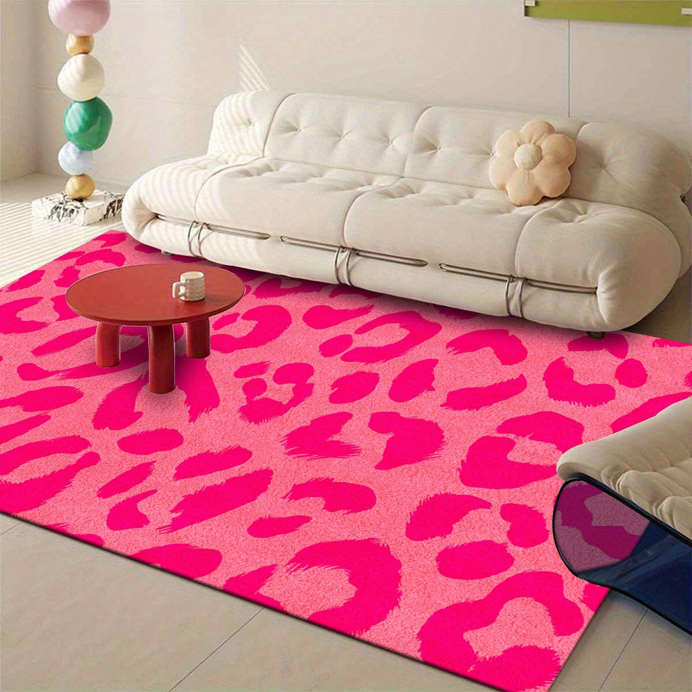 PINK LEOPARD PRINT RUG view 2