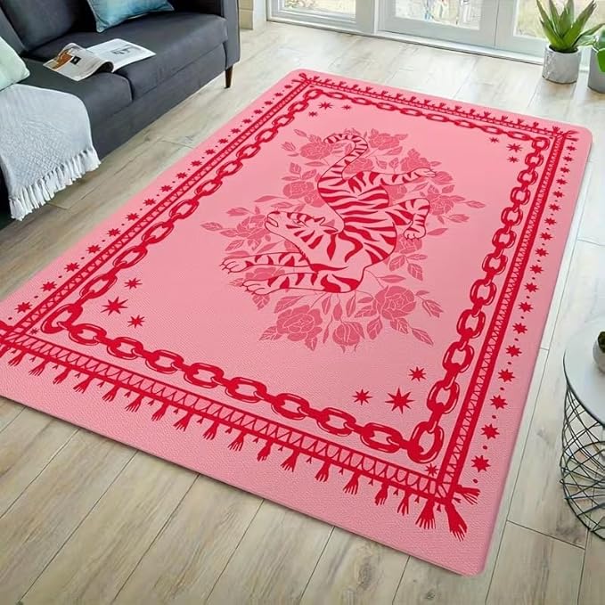 CUTE PINK TIGER RUG