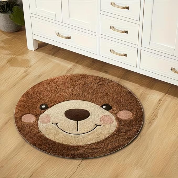 CUTE BROWN BEAR ROUND RUG