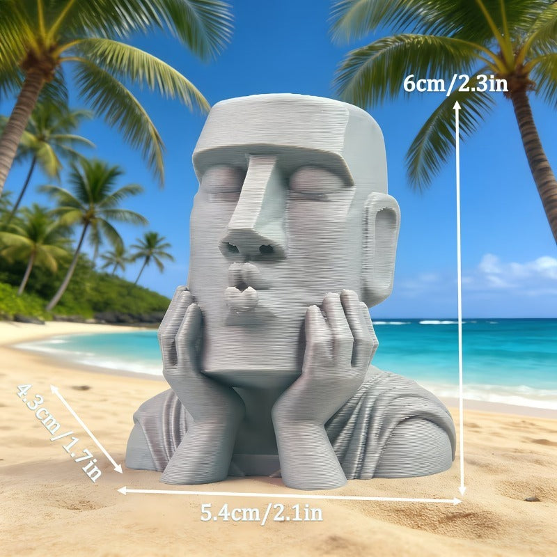 Tnessential Set of 3 Artistic Moai Statues 3D Decor