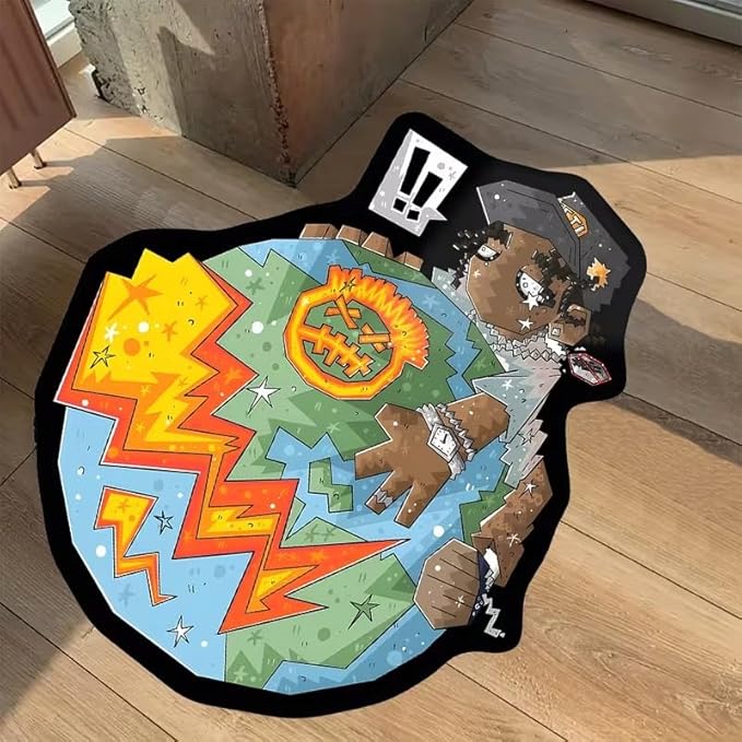FUNNY CHARECTER ON THE EARTH RUG
