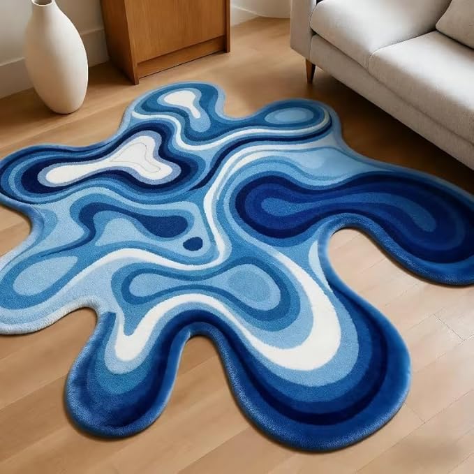 TRIPPY BLUE ABSTARCT RUG RUG