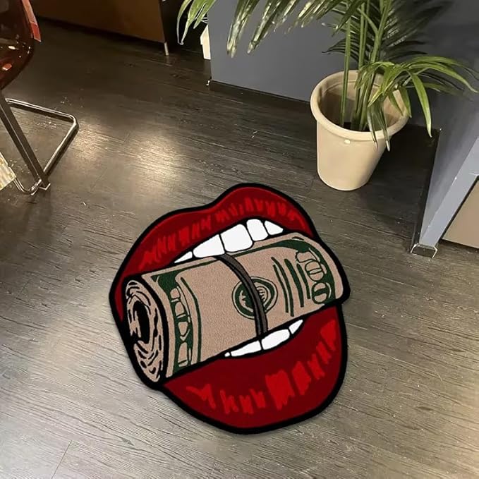 HOT MONEY STACK IN LIPS RUG