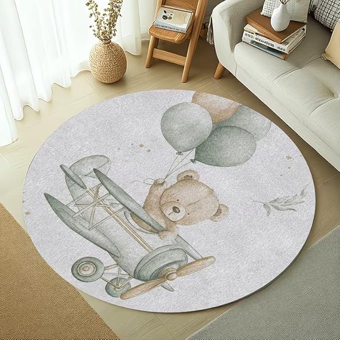 CUTE TEDDY BEAR AIRPLANE RUG