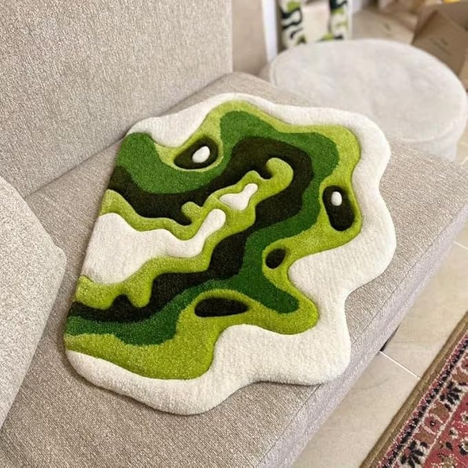 GREEN ABSTRACT DECORATIVE RUG