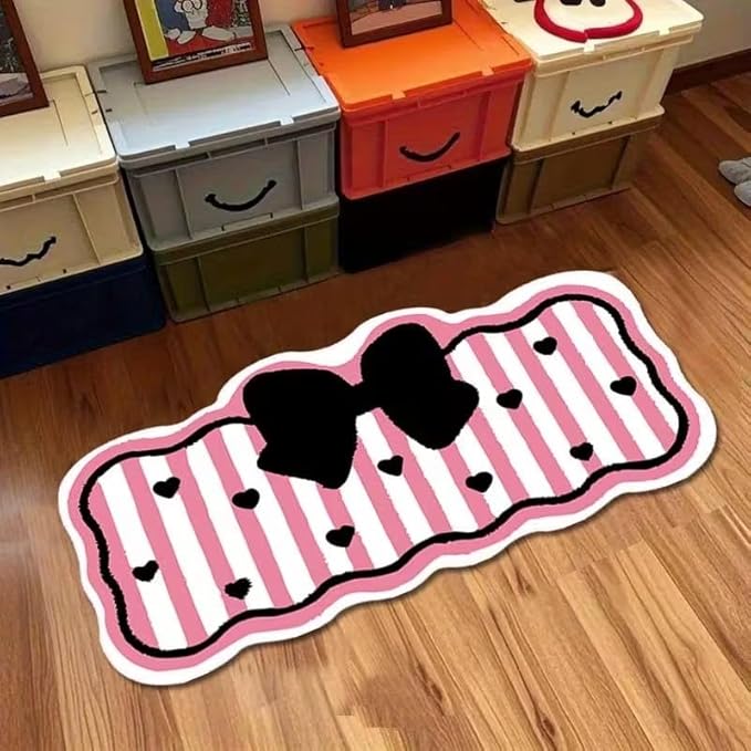 PINK STRIPED BOW RUG