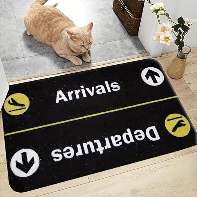 FUNNY ARRIVAL AND DEPARTURE RUG