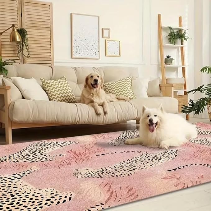 COOL PINK LEAPORD RUG