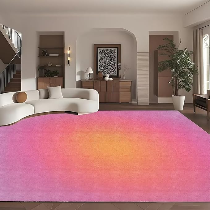 COOL ORANGE AND PINK ABSTRACT RUG