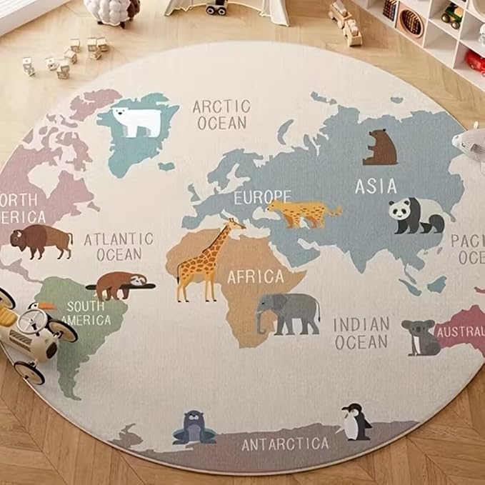 KIDS GEOGRAPHY ANIMAL MAP RUG