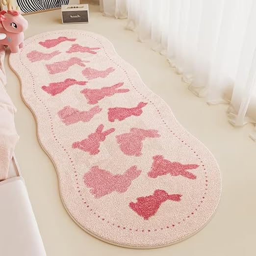 CUTE PINK RABBITS RUG
