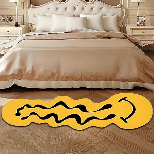 COOL YELLOW SMILEY FACE ABSTRACT RUG