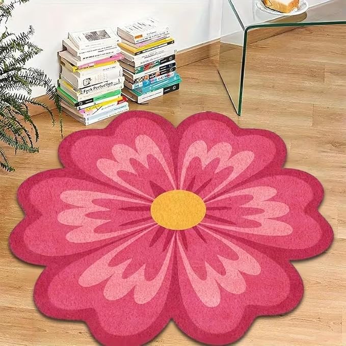 CUTE RED FLOWER RUG