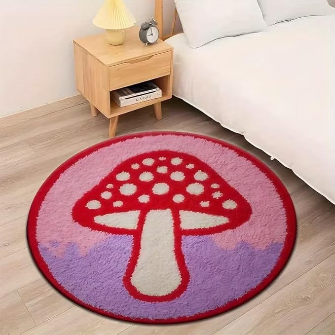 RED MUSHROOM ROUND RUG