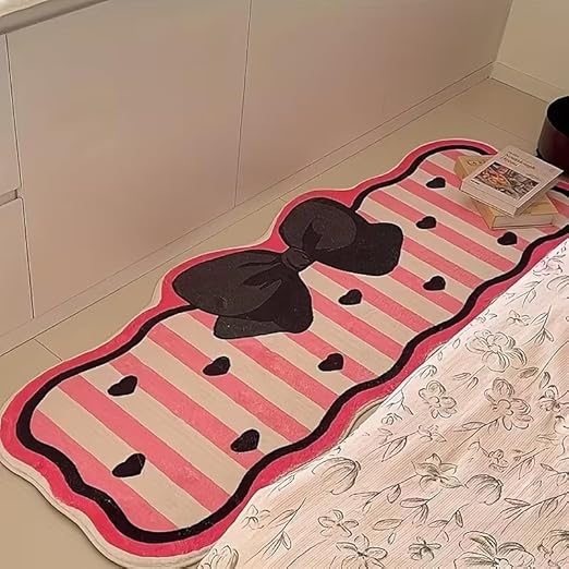 PINK STRIPED BOW RUG