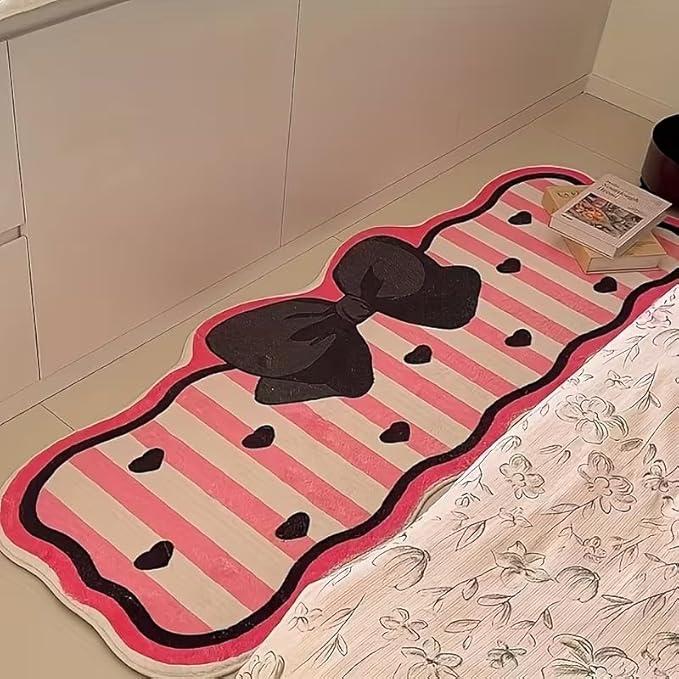 PINK STRIPED BOW RUG