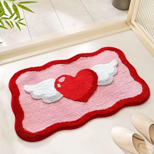 CUTE WINGED HEART RUG