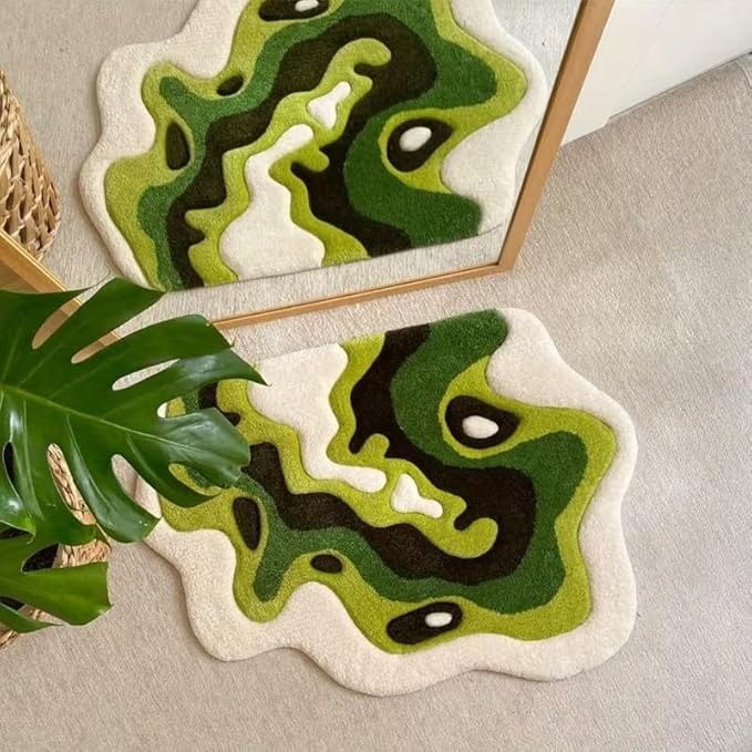GREEN ABSTRACT DECORATIVE RUG
