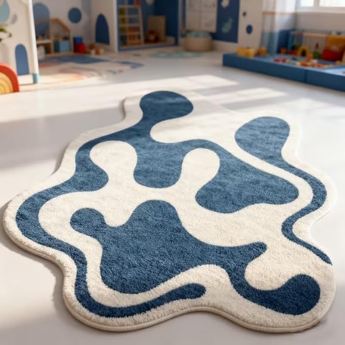 COOL BLUE ABSTRACT RUG