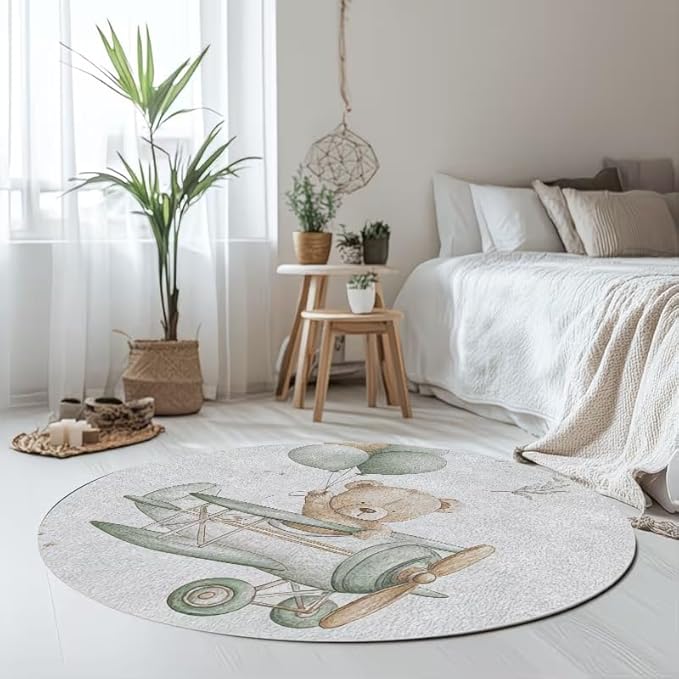 CUTE TEDDY BEAR AIRPLANE RUG