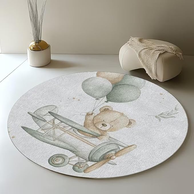 CUTE TEDDY BEAR AIRPLANE RUG