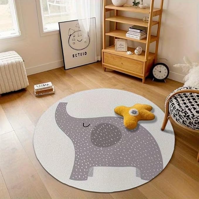 CUTE ELEPHANT ROUND RUG