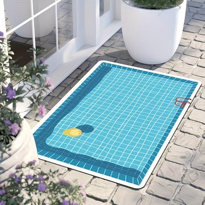 CUTE DUCK IN POOL RUG