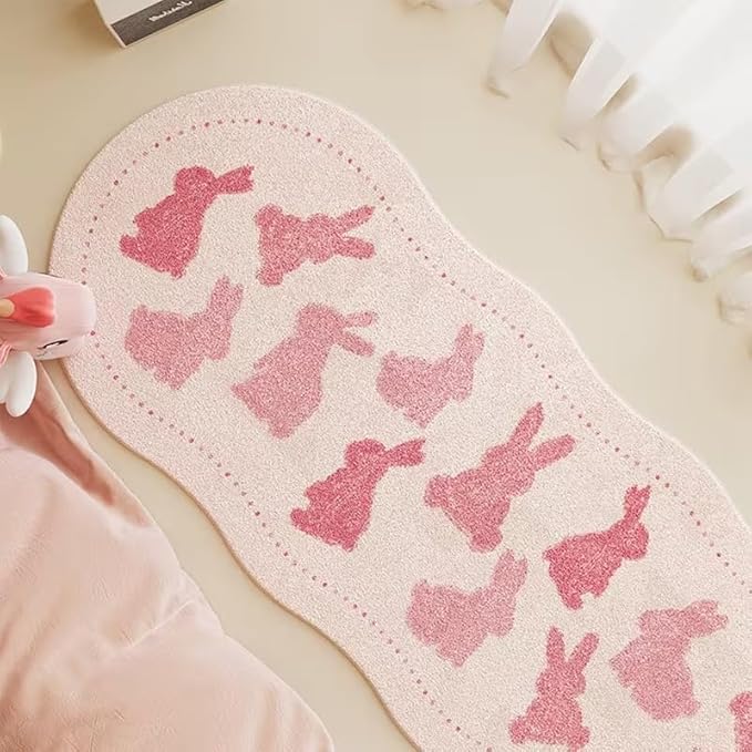 CUTE PINK RABBITS RUG