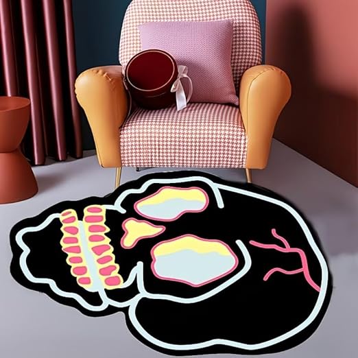 TRIPPY NEON SKULL RUG