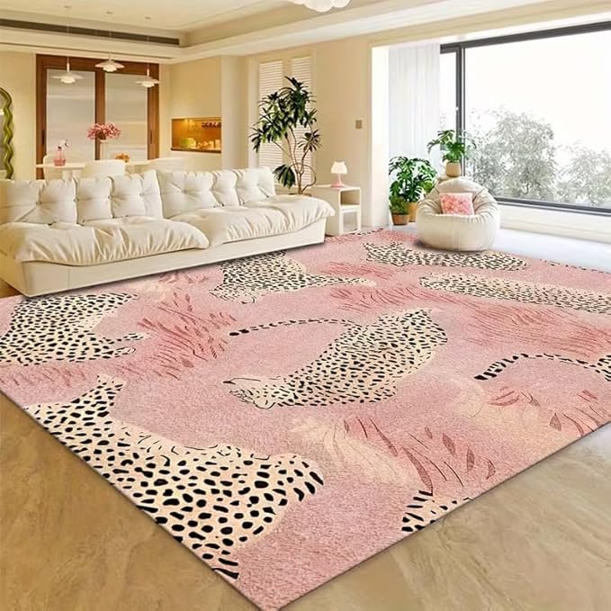 COOL PINK LEAPORD RUG