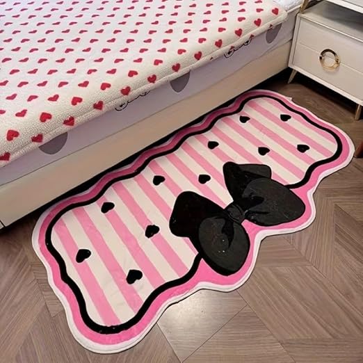 PINK STRIPED BOW RUG