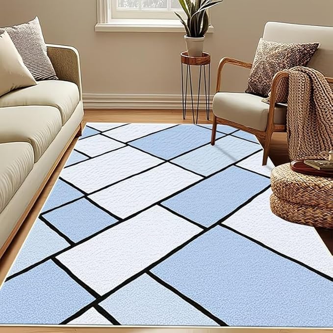 BLUE CHECKERED RUG