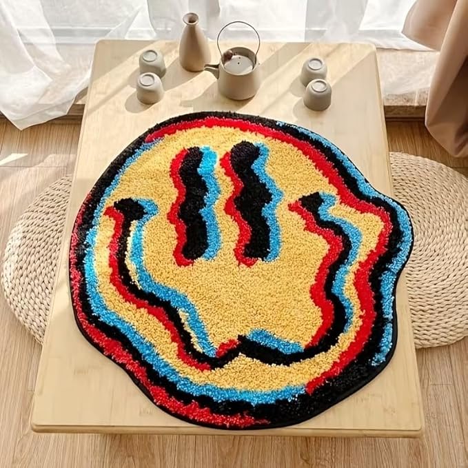 TRIPPY SMILEY FACE RUG