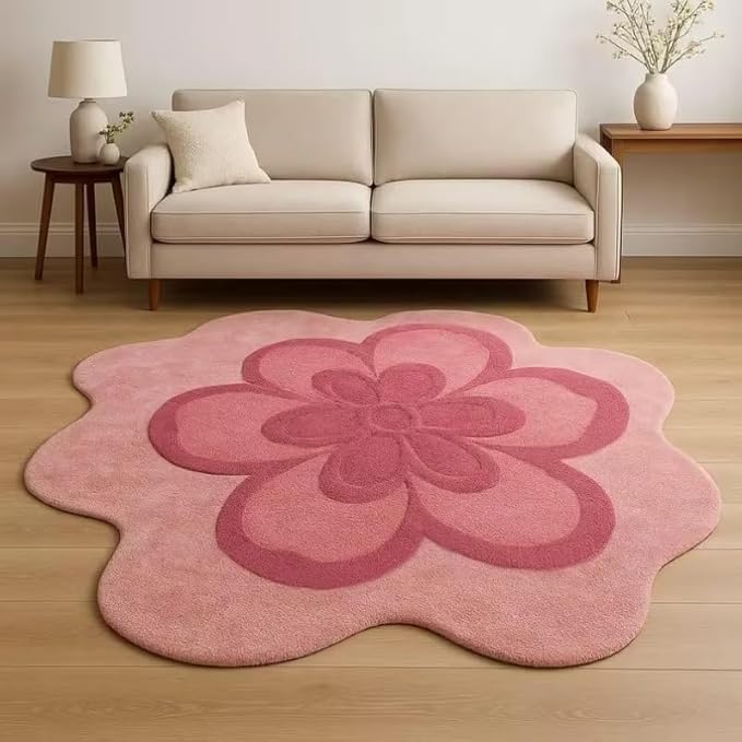 Cute Pink Flower Shaped Rug