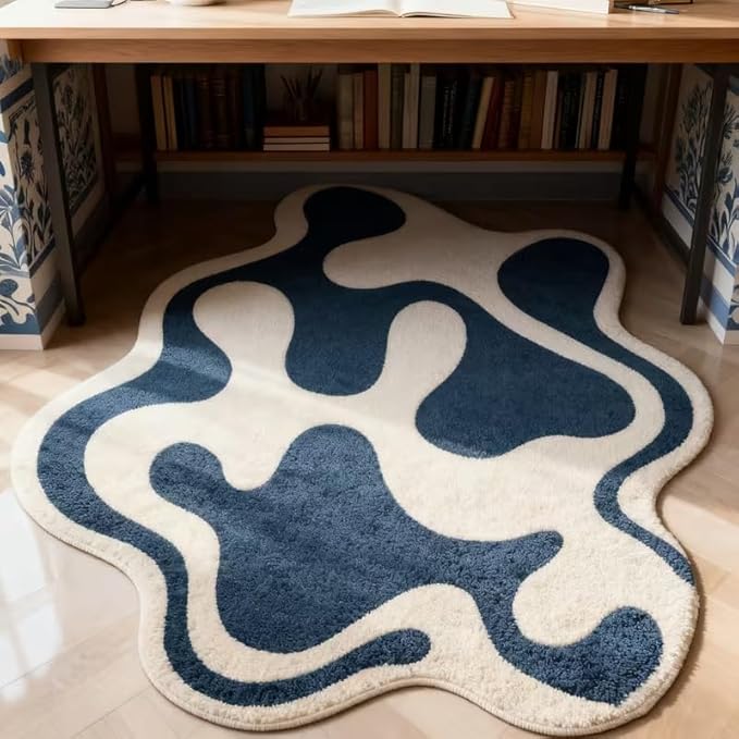 Cool Blue Abstract Rug