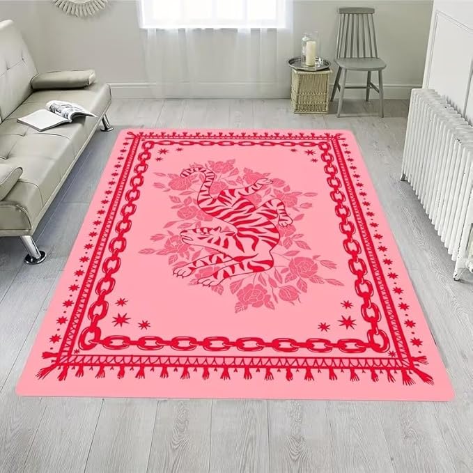 CUTE PINK TIGER RUG