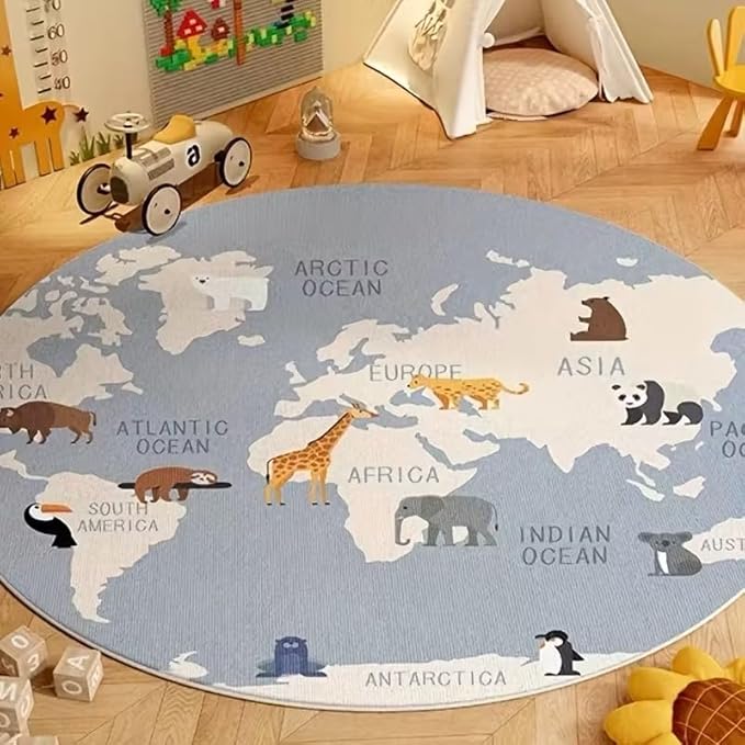 KIDS GEOGRAPHY ANIMAL MAP RUG