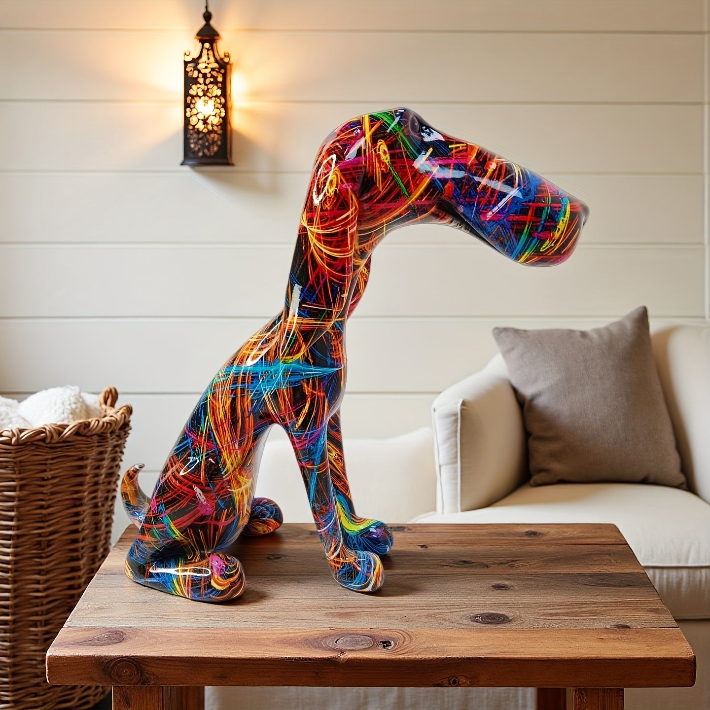 Tnessential Colorful Dachshund Statue 3D Decor