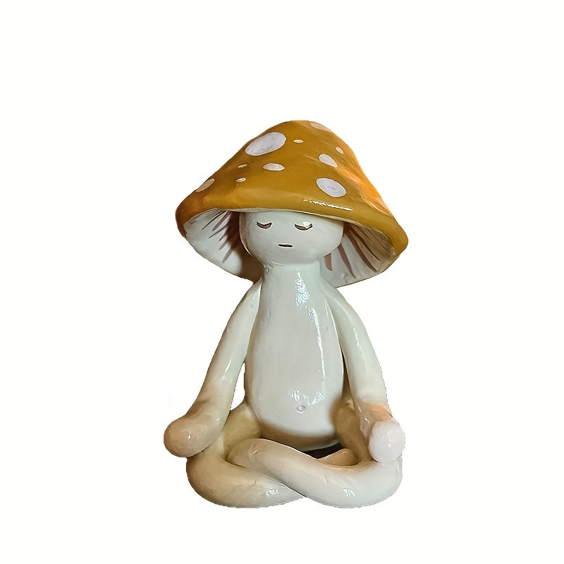 Tnessential Charming Resin Mushroom Yoga Meditation Figurines-serene 3D Decor