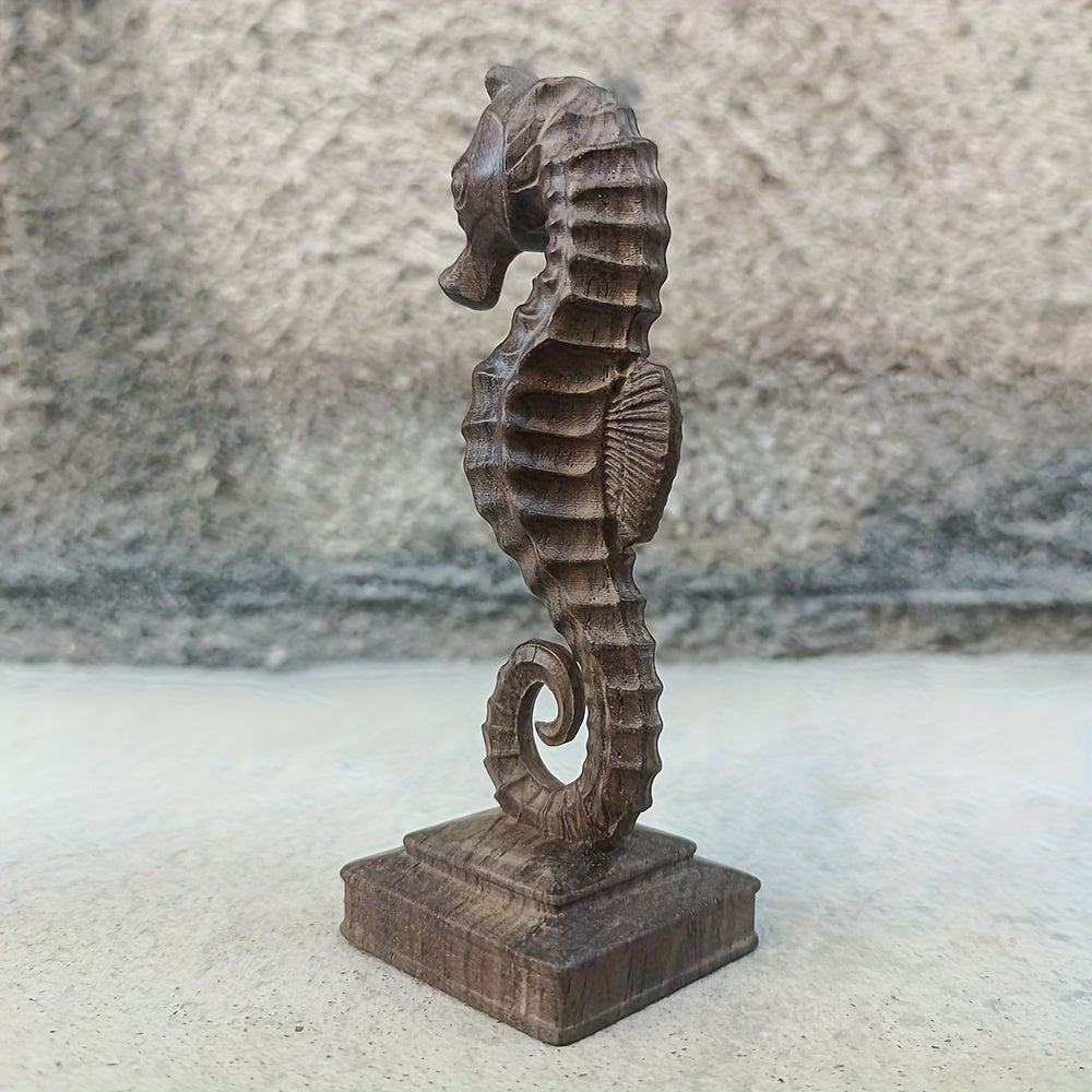 Tnessential Hand Carved Wooden Seahorse Ornament Entryway Decor 3D Decor