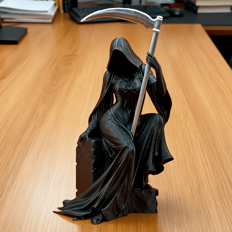 Tnessential Dark-themed Decorative Piece Featuring a Female Grim 3D Decor