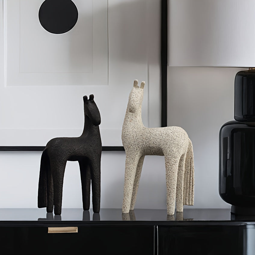 Tnessential Modern Resin Horse Figurine Sculpture Nordic Minimalist 3D Decor