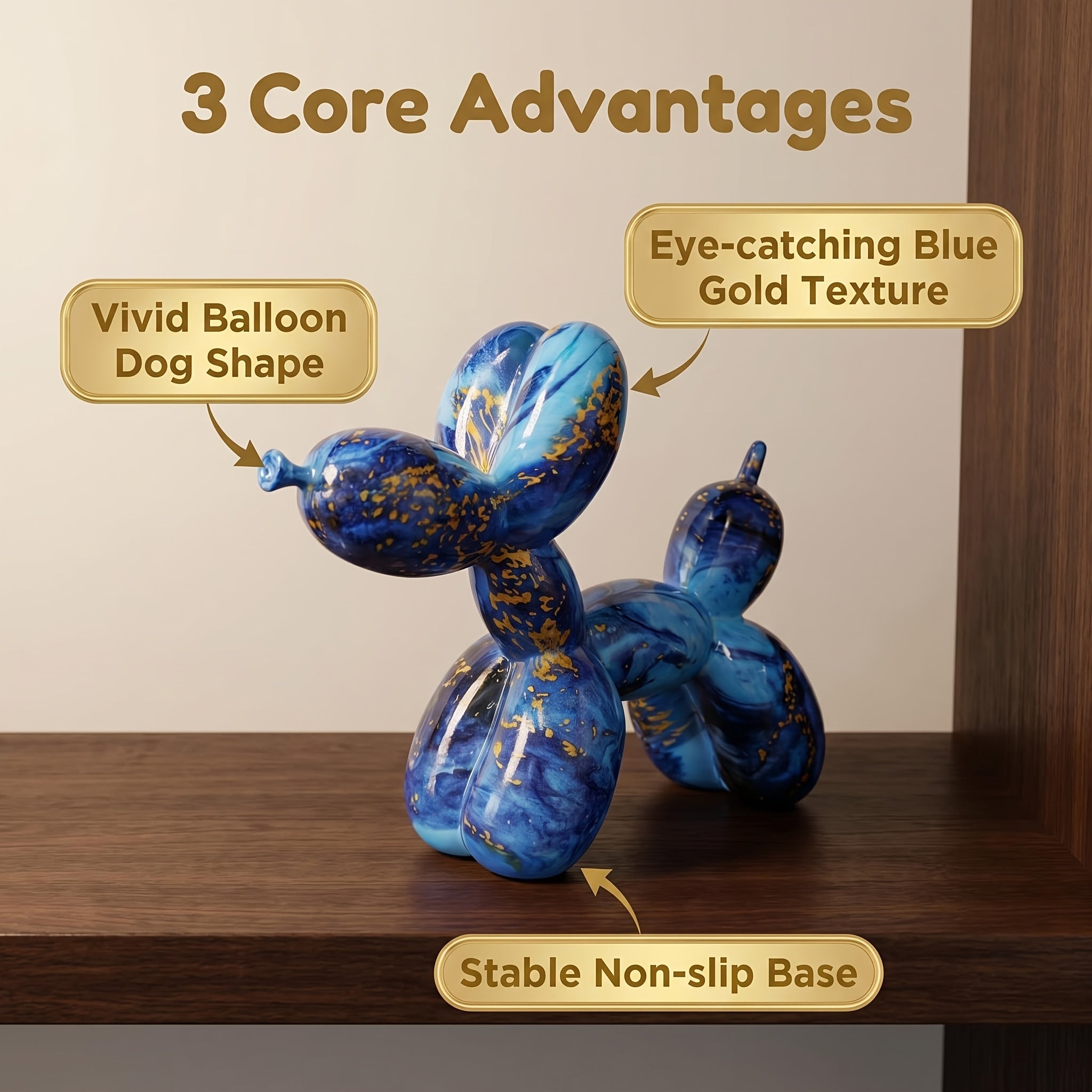 Tnessential Starry Blue Balloon Dog Figurine 3D Decor