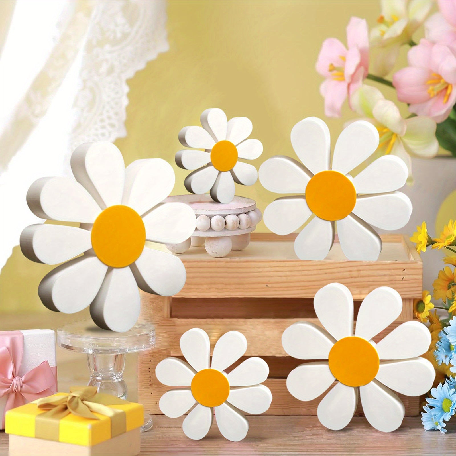 Tnessential Farmhouse Literary Decor 3D Daisy Ornaments 3D Decor