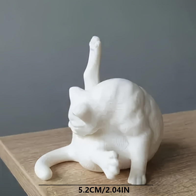 Tnessential Charming Resin Cat Statue 3D Decor